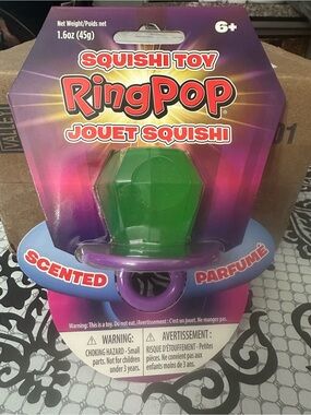 Ring Squishi Toy — Green Gem with Purple Band